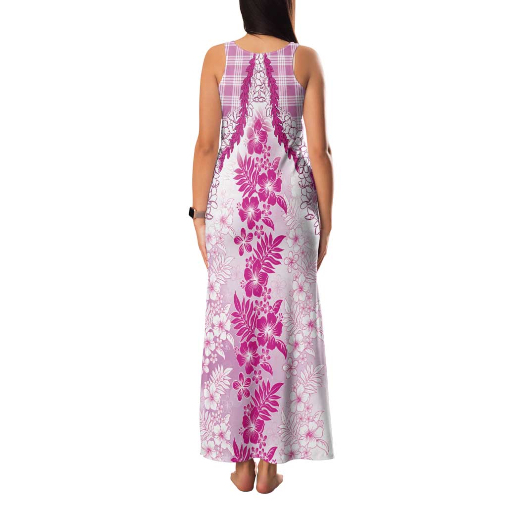 Aloha Hawaii Palaka Family Matching Tank Maxi Dress and Hawaiian Shirt Pink Plumeria Lei - Polynesian Pride