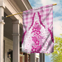 Aloha Hawaii Palaka Garden Flag Pink Plumeria Lei - Polynesian Pride