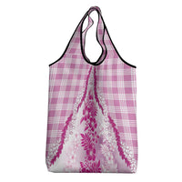 Aloha Hawaii Palaka Grocery Bag Pink Plumeria Lei - Polynesian Pride