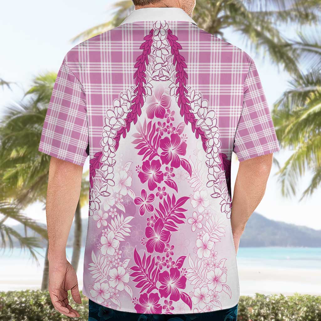 Aloha Hawaii Palaka Hawaiian Shirt Pink Plumeria Lei - Polynesian Pride