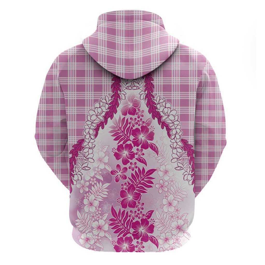 Aloha Hawaii Palaka Hoodie Pink Plumeria Lei - Polynesian Pride