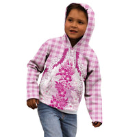 Aloha Hawaii Palaka Kid Hoodie Pink Plumeria Lei - Polynesian Pride