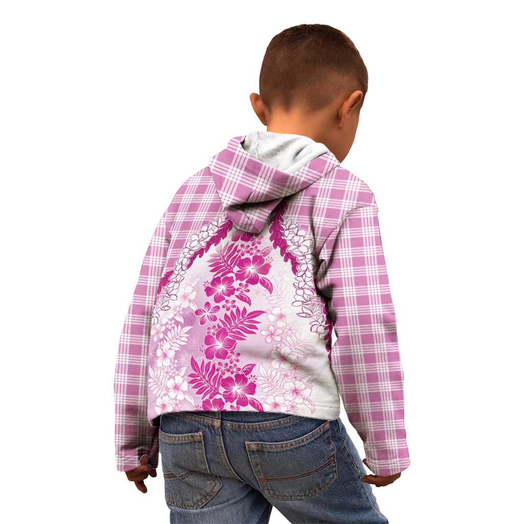 Aloha Hawaii Palaka Kid Hoodie Pink Plumeria Lei - Polynesian Pride
