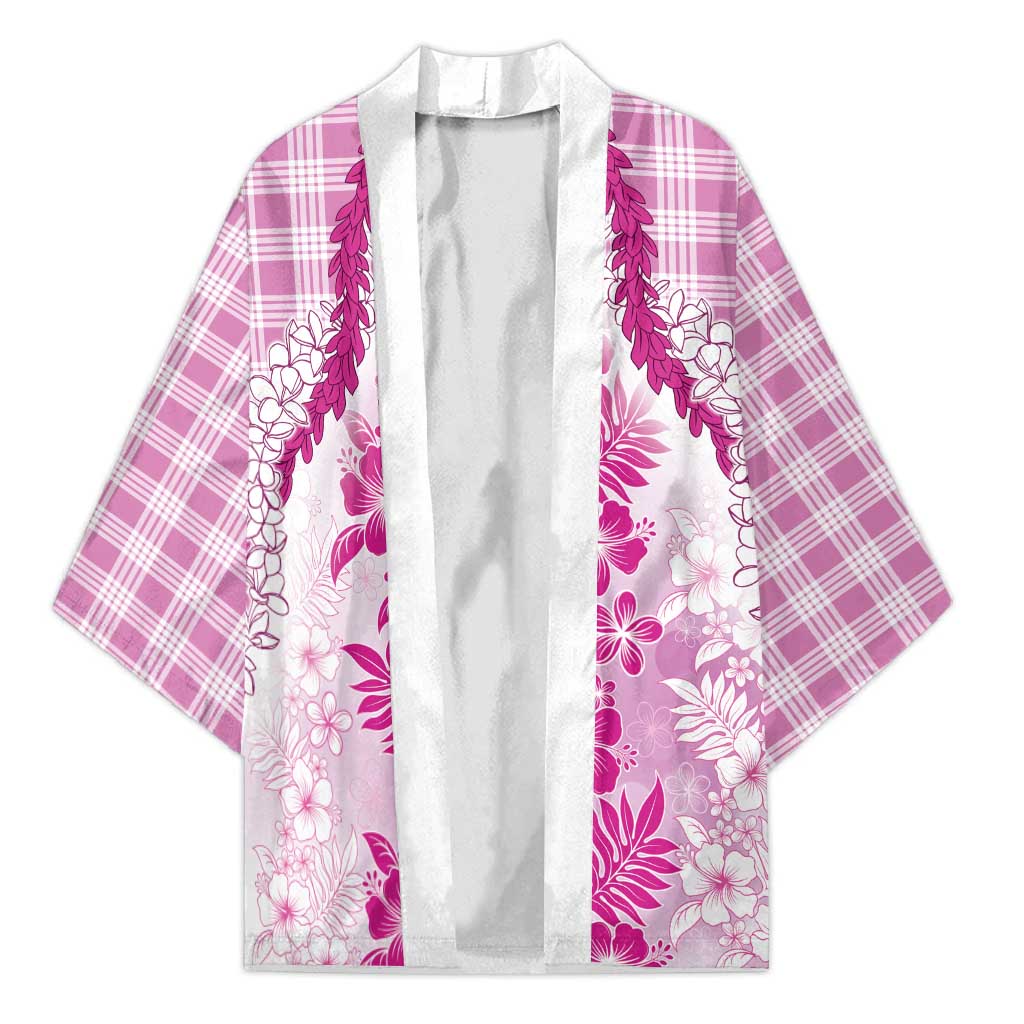 Aloha Hawaii Palaka Kimono Pink Plumeria Lei - Polynesian Pride