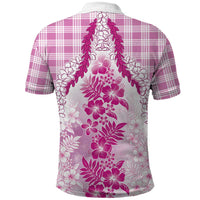 Aloha Hawaii Palaka Polo Shirt Pink Plumeria Lei - Polynesian Pride
