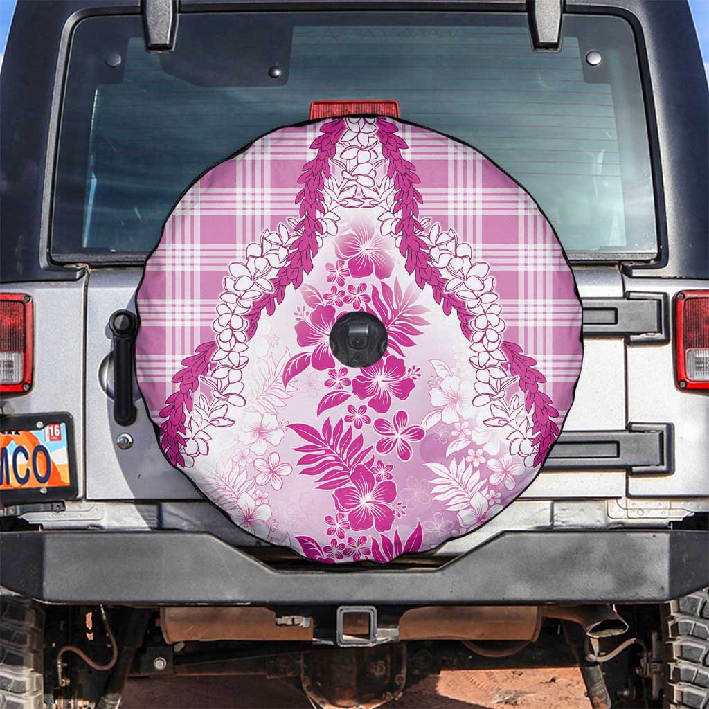 Aloha Hawaii Palaka Spare Tire Cover Pink Plumeria Lei - Polynesian Pride