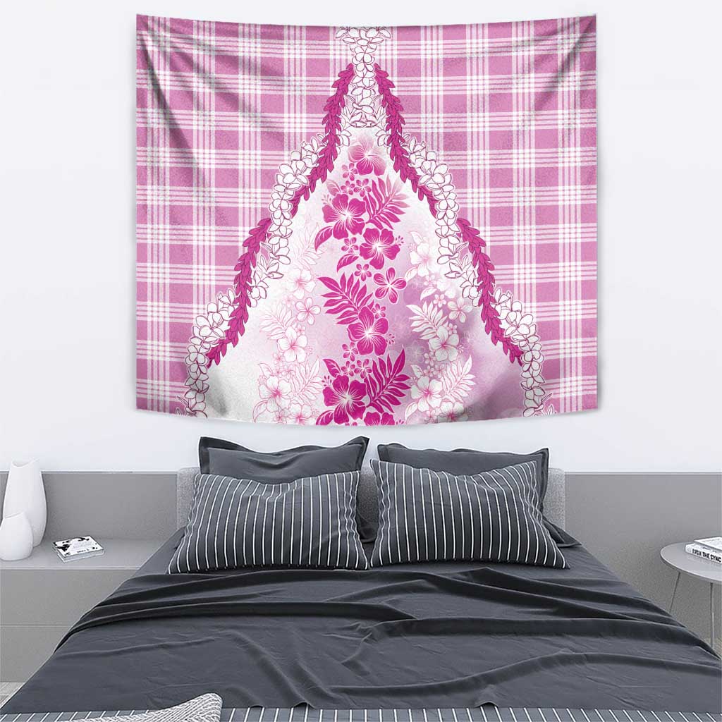 Aloha Hawaii Palaka Tapestry Pink Plumeria Lei - Polynesian Pride