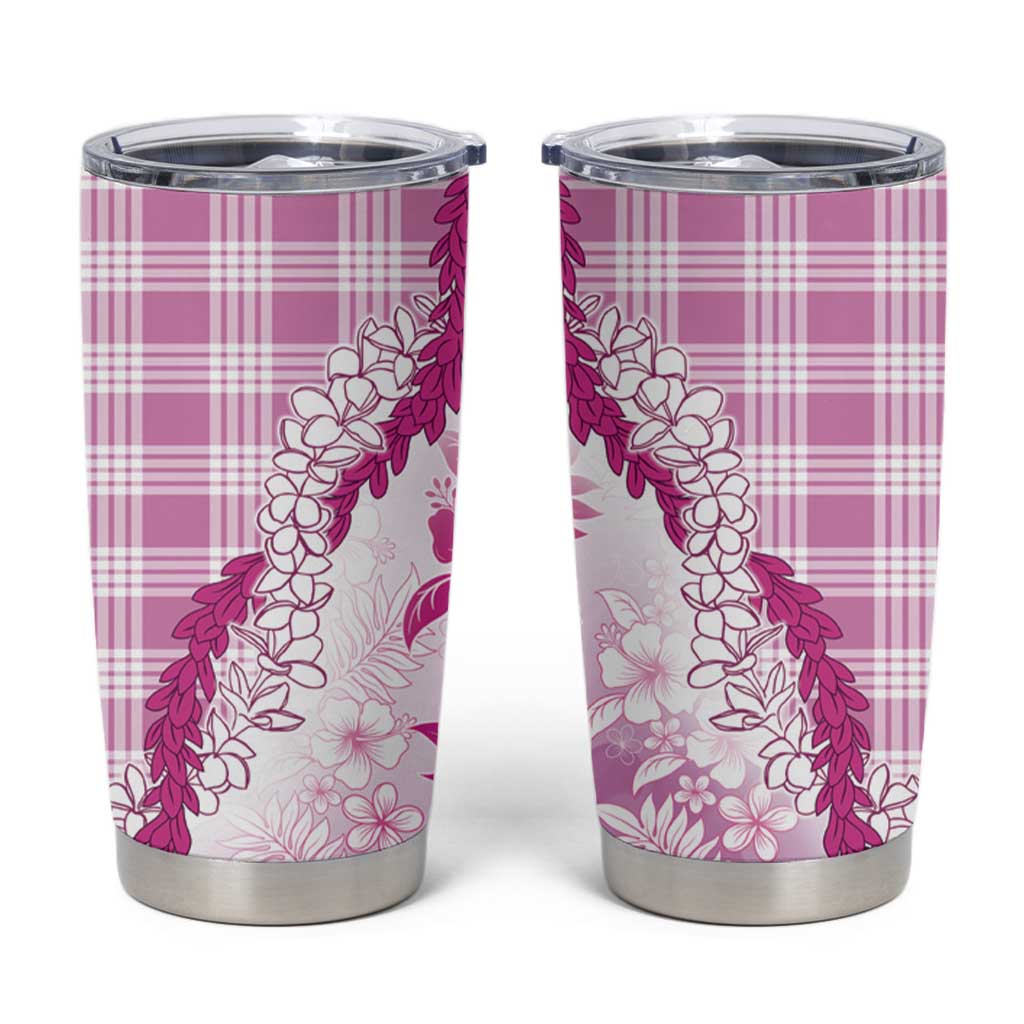 Aloha Hawaii Palaka Tumbler Cup Pink Plumeria Lei - Polynesian Pride