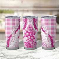 Aloha Hawaii Palaka Tumbler Cup Pink Plumeria Lei - Polynesian Pride