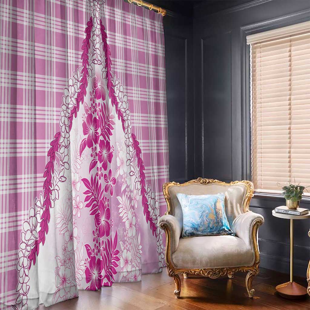 Aloha Hawaii Palaka Window Curtain Pink Plumeria Lei - Polynesian Pride