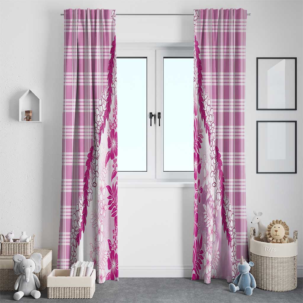 Aloha Hawaii Palaka Window Curtain Pink Plumeria Lei - Polynesian Pride