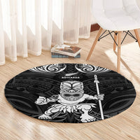 New Zealand Maori Taiaha Round Carpet Tiki Warrior Black LT05 - Polynesian Pride