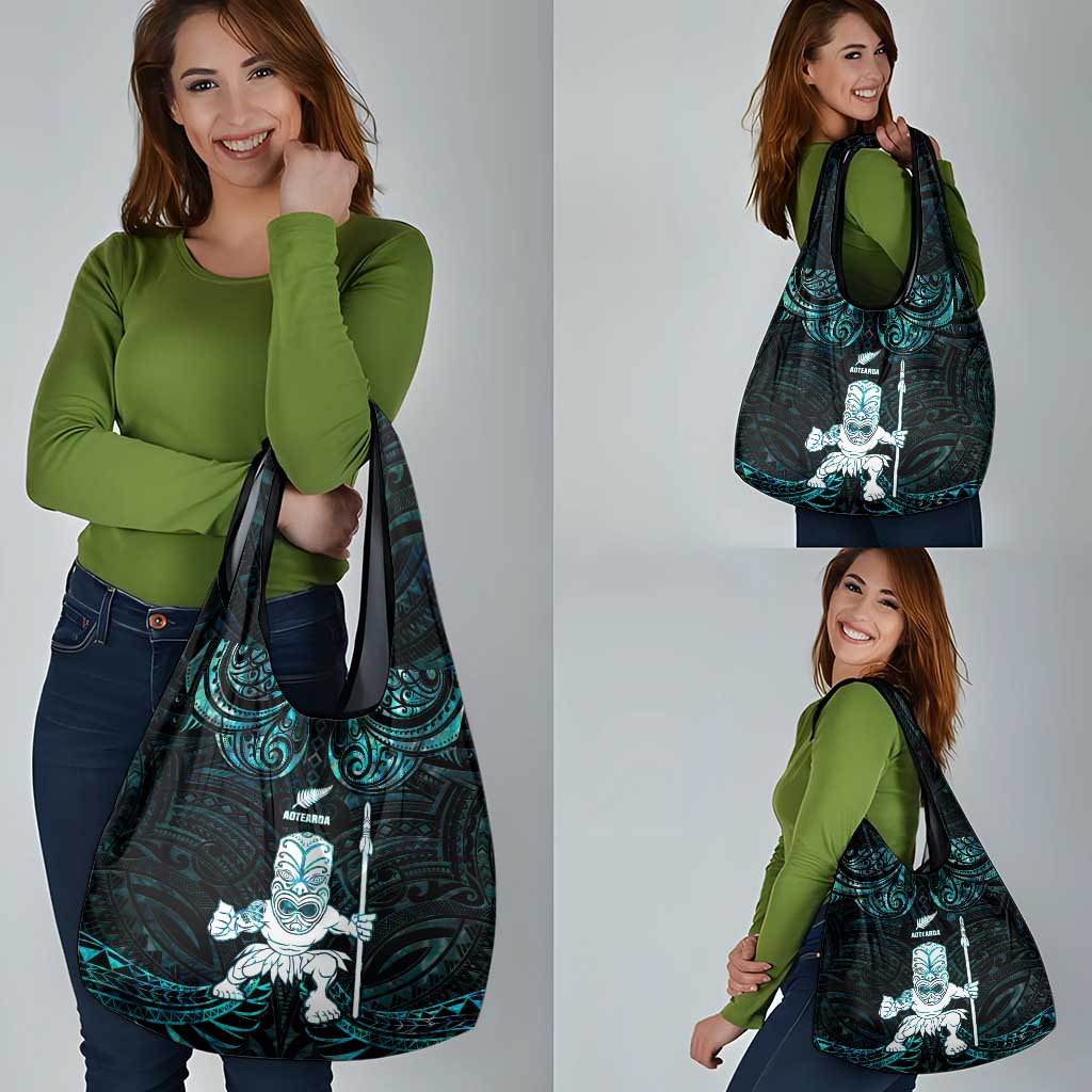 New Zealand Maori Taiaha Grocery Bag Tiki Warrior Paua Shell