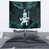 New Zealand Maori Taiaha Tapestry Tiki Warrior Paua Shell LT05 - Polynesian Pride