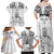 Custom New Zealand Maori Taiaha Family Matching Off Shoulder Maxi Dress and Hawaiian Shirt Tiki Warrior White LT05 - Polynesian Pride