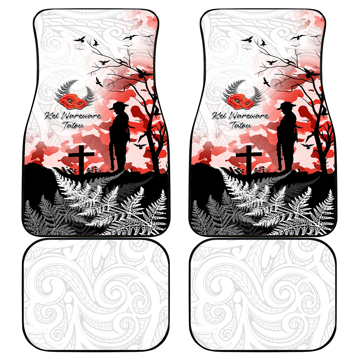 Kei Wareware Tatou New Zealand ANZAC Day Car Mats Lest We Forget LT05 White - Polynesian Pride