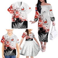 Kei Wareware Tatou New Zealand ANZAC Day Family Matching Off Shoulder Long Sleeve Dress and Hawaiian Shirt Lest We Forget LT05 - Polynesian Pride
