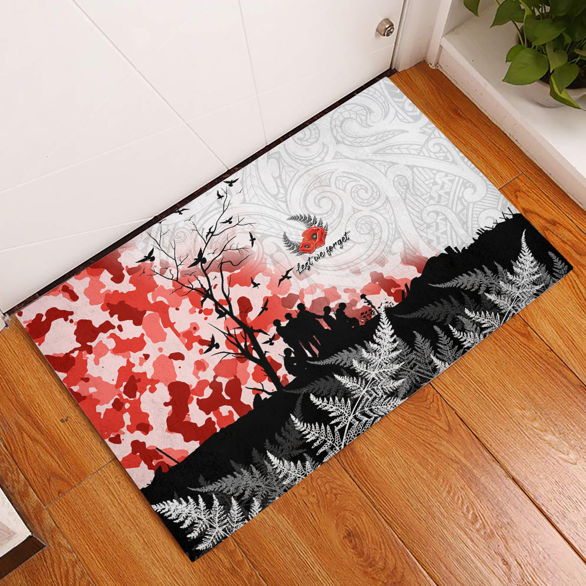 Kei Wareware Tatou New Zealand ANZAC Day Rubber Doormat Lest We Forget LT05 White - Polynesian Pride