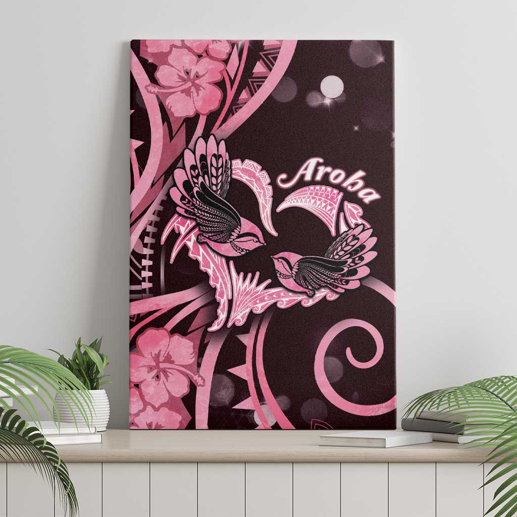 New Zealand Valentine Canvas Wall Art Aroha Sweet Pink Piwakawaka