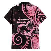 New Zealand Valentine Family Matching Long Sleeve Bodycon Dress and Hawaiian Shirt Aroha Sweet Pink Piwakawaka LT05 - Polynesian Pride