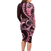 New Zealand Valentine Family Matching Long Sleeve Bodycon Dress and Hawaiian Shirt Aroha Sweet Pink Piwakawaka LT05 - Polynesian Pride