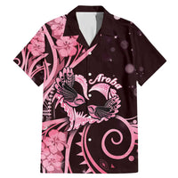 New Zealand Valentine Family Matching Mermaid Dress and Hawaiian Shirt Aroha Sweet Pink Piwakawaka LT05 Dad's Shirt - Short Sleeve Pink - Polynesian Pride