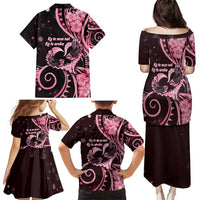 New Zealand Valentine Family Matching Puletasi and Hawaiian Shirt Aroha Sweet Pink Piwakawaka LT05 - Polynesian Pride