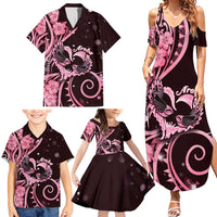 New Zealand Valentine Family Matching Summer Maxi Dress and Hawaiian Shirt Aroha Sweet Pink Piwakawaka LT05 - Polynesian Pride