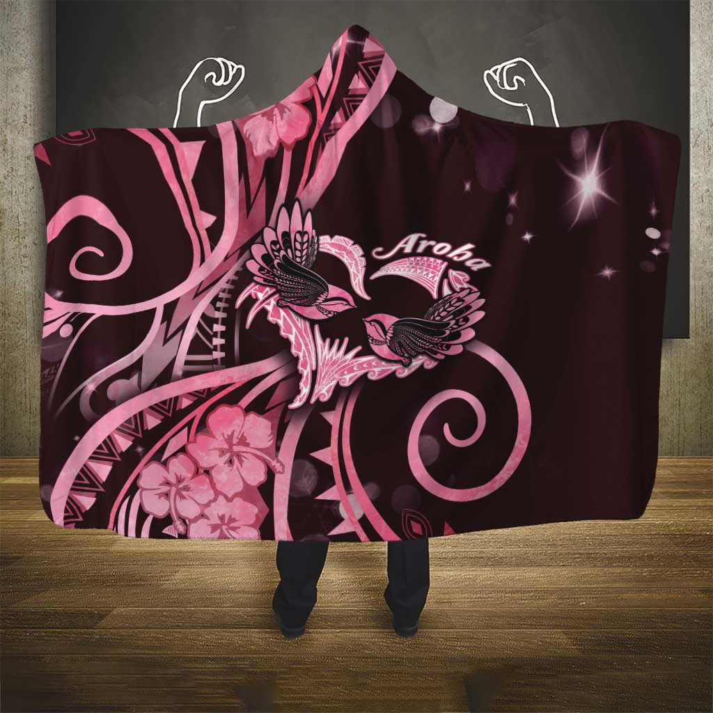 New Zealand Valentine Hooded Blanket Aroha Sweet Pink Piwakawaka