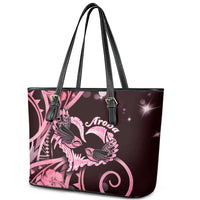 New Zealand Valentine Leather Tote Bag Aroha Sweet Pink Piwakawaka LT05 - Polynesian Pride