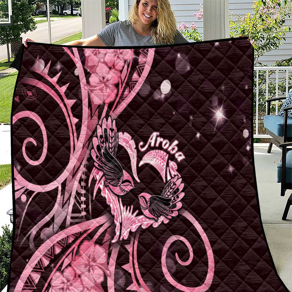 New Zealand Valentine Quilt Aroha Sweet Pink Piwakawaka LT05 Pink - Polynesian Pride