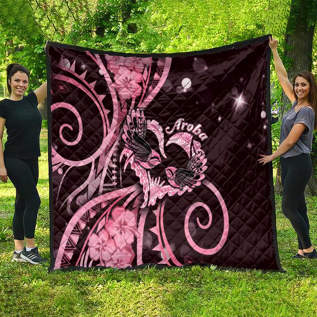 New Zealand Valentine Quilt Aroha Sweet Pink Piwakawaka LT05 - Polynesian Pride