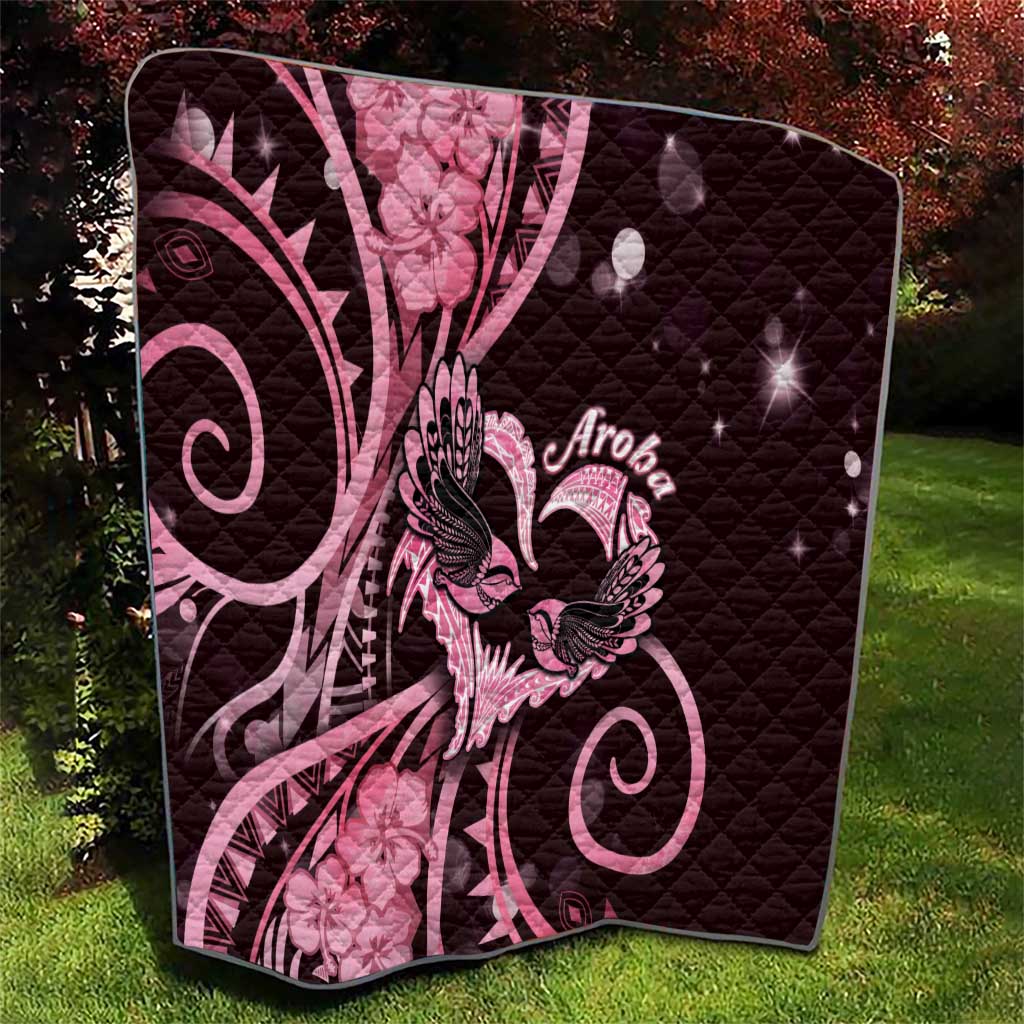 New Zealand Valentine Quilt Aroha Sweet Pink Piwakawaka LT05 - Polynesian Pride