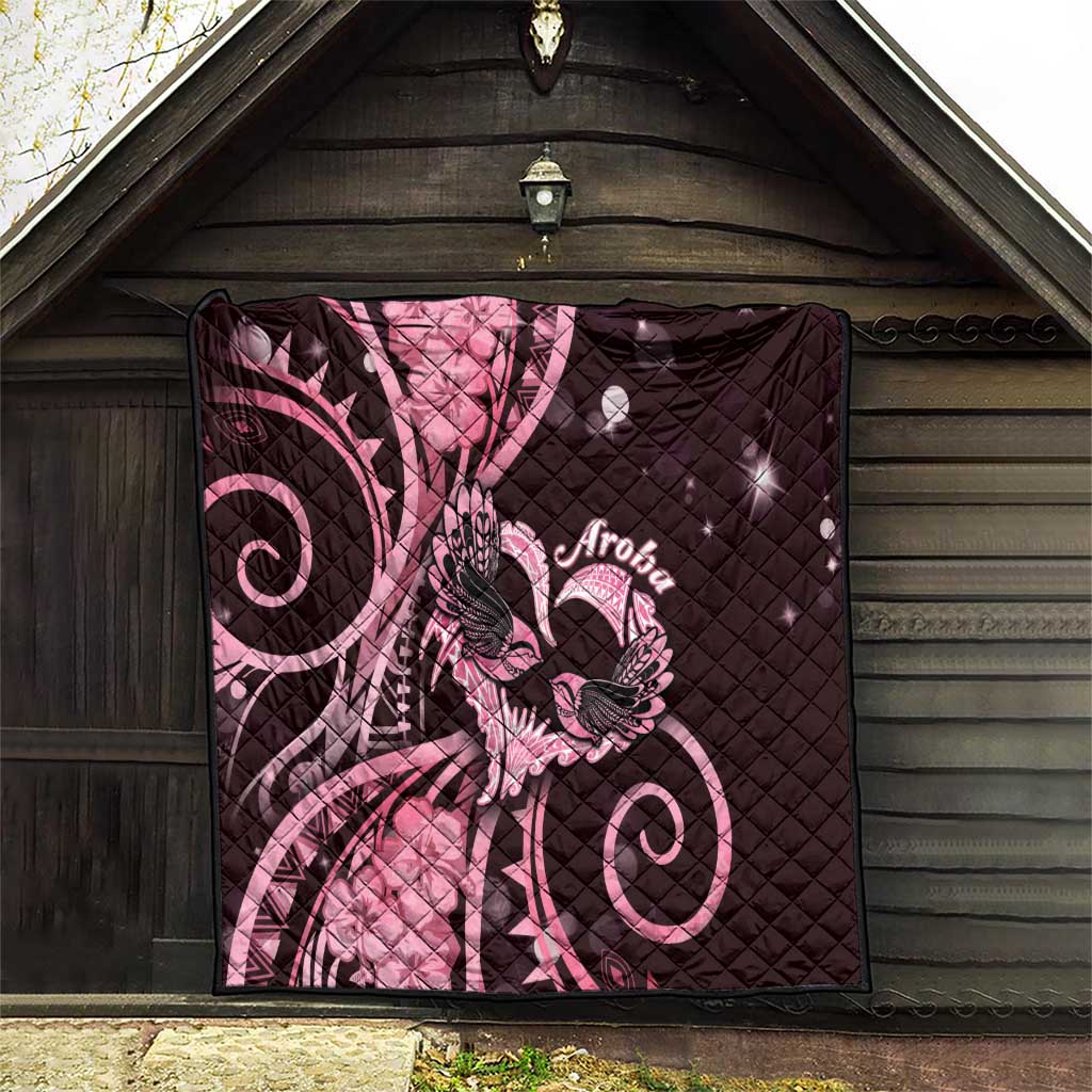 New Zealand Valentine Quilt Aroha Sweet Pink Piwakawaka LT05 - Polynesian Pride