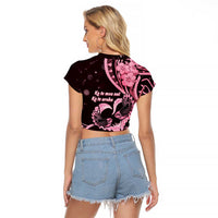New Zealand Valentine Raglan Cropped T Shirt Aroha Sweet Pink Piwakawaka LT05 - Polynesian Pride