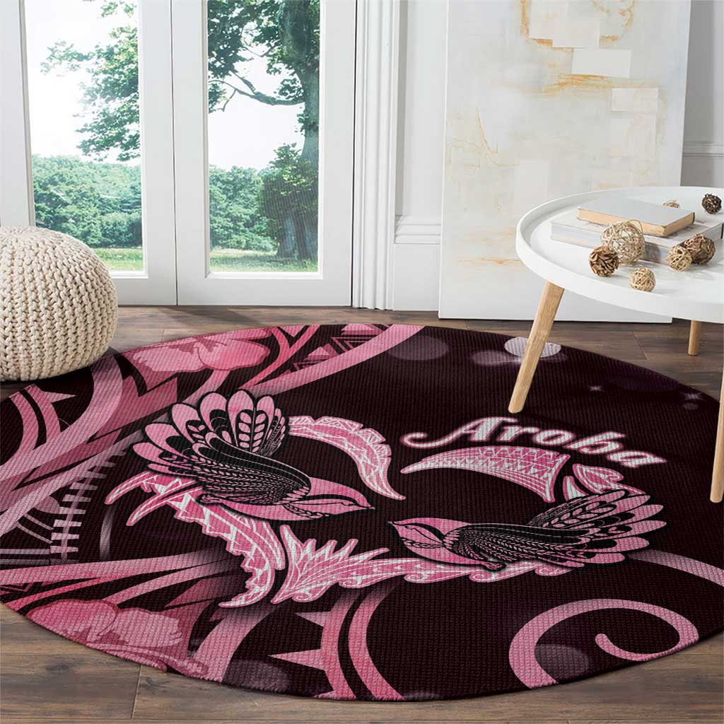 New Zealand Valentine Round Carpet Aroha Sweet Pink Piwakawaka