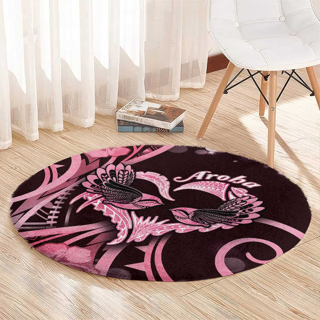 New Zealand Valentine Round Carpet Aroha Sweet Pink Piwakawaka