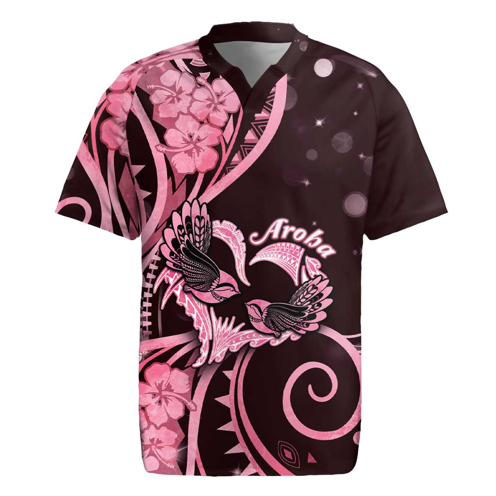 New Zealand Valentine Rugby Jersey Aroha Sweet Pink Piwakawaka LT05 Pink - Polynesian Pride