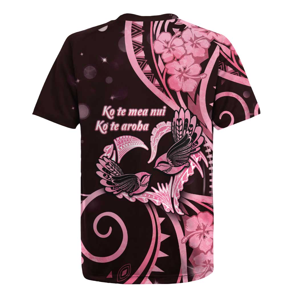 New Zealand Valentine Rugby Jersey Aroha Sweet Pink Piwakawaka LT05 - Polynesian Pride
