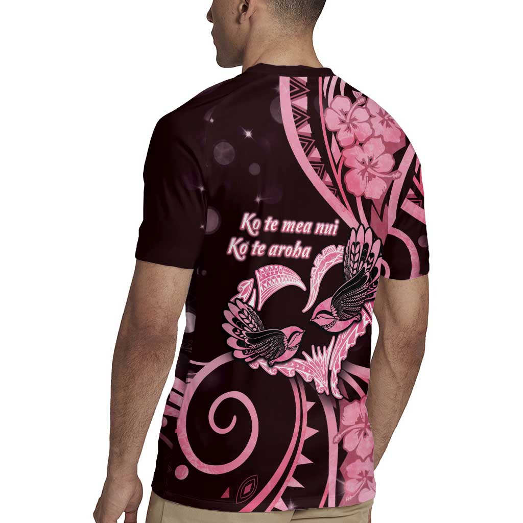 New Zealand Valentine Rugby Jersey Aroha Sweet Pink Piwakawaka LT05 - Polynesian Pride