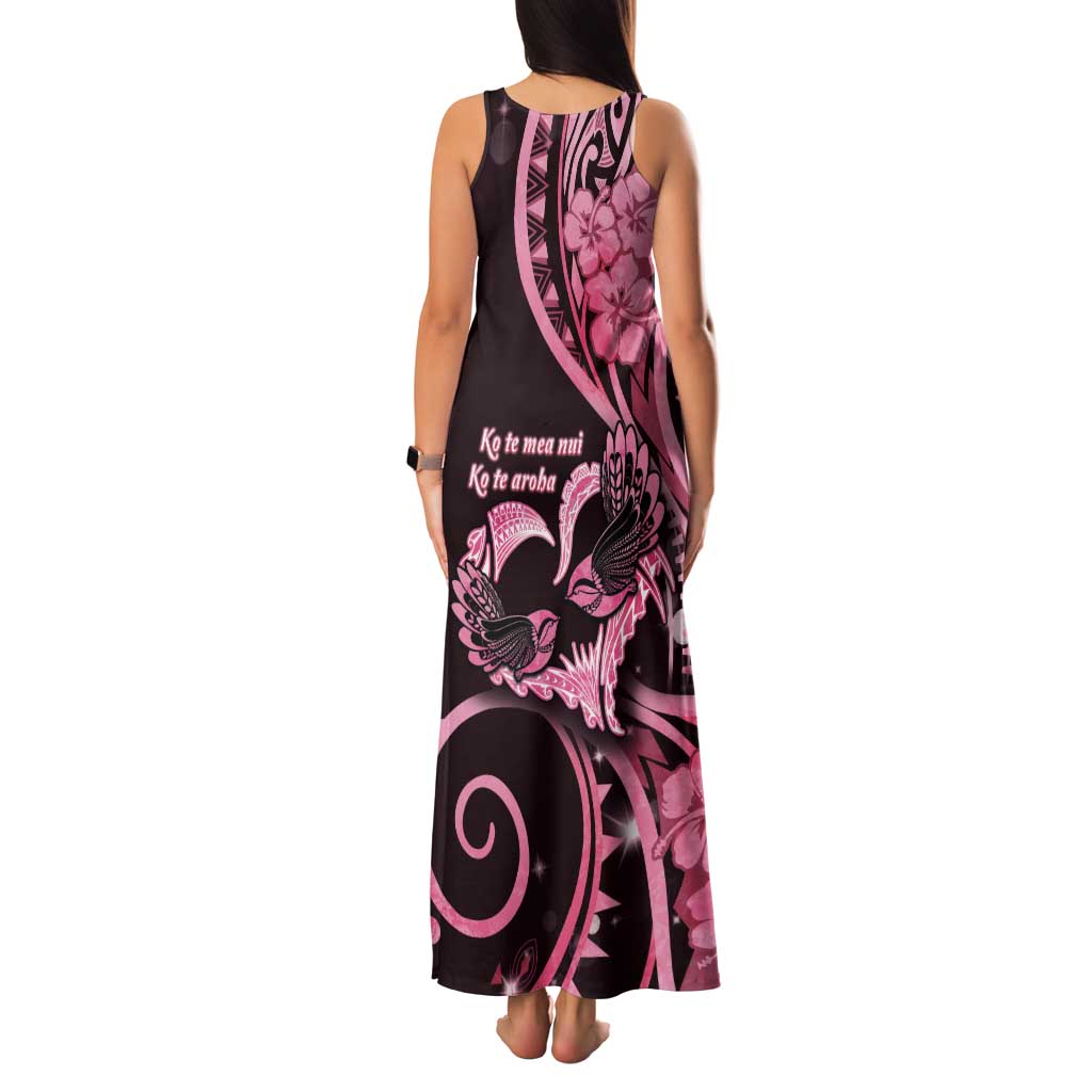 New Zealand Valentine Tank Maxi Dress Aroha Sweet Pink Piwakawaka