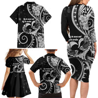 New Zealand Valentine Family Matching Long Sleeve Bodycon Dress and Hawaiian Shirt Aroha Gray Piwakawaka LT05 - Polynesian Pride