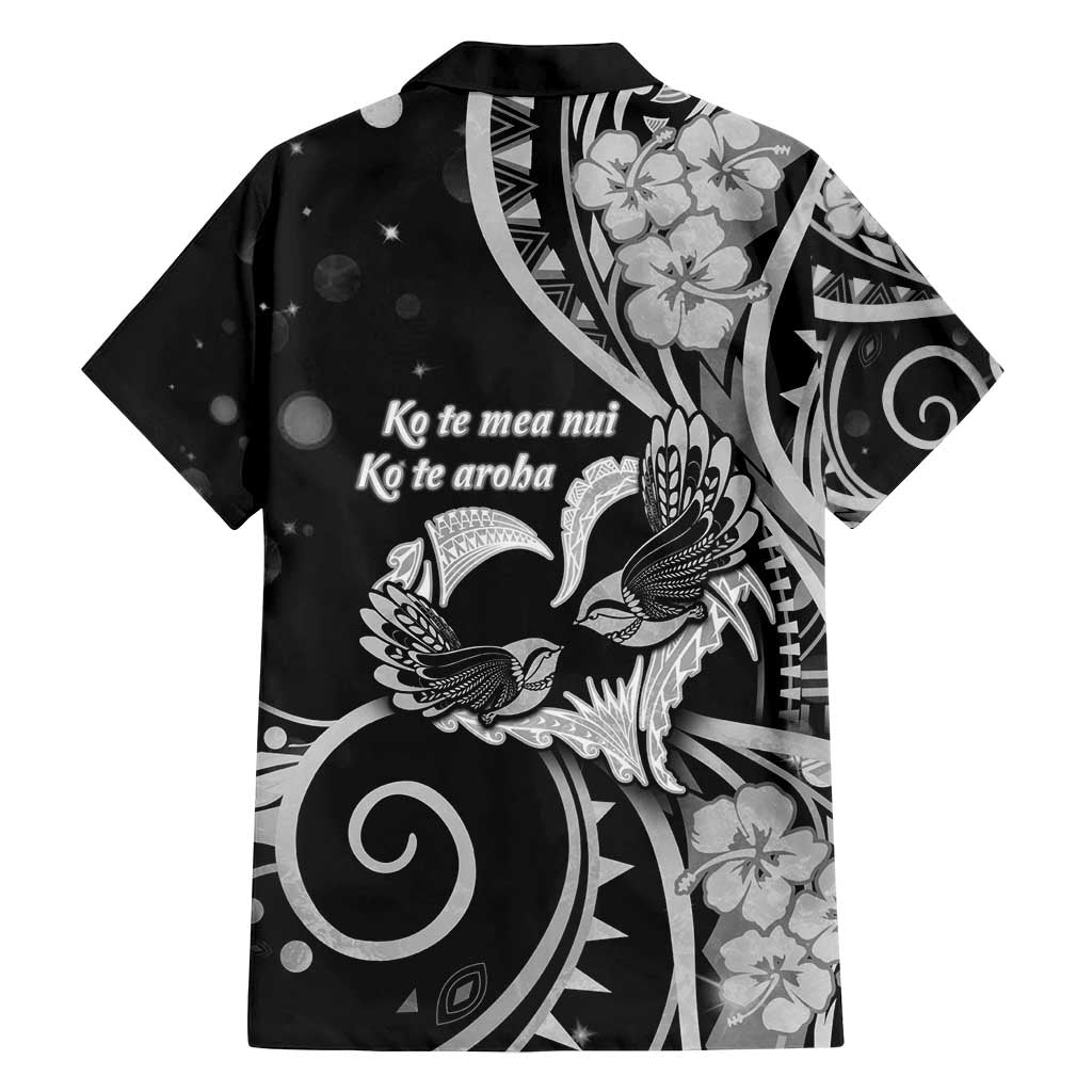 New Zealand Valentine Family Matching Long Sleeve Bodycon Dress and Hawaiian Shirt Aroha Gray Piwakawaka LT05 - Polynesian Pride