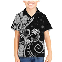 New Zealand Valentine Family Matching Mermaid Dress and Hawaiian Shirt Aroha Gray Piwakawaka LT05 Son's Shirt Gray - Polynesian Pride