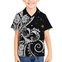New Zealand Valentine Family Matching Puletasi and Hawaiian Shirt Aroha Gray Piwakawaka LT05 Son's Shirt Gray - Polynesian Pride