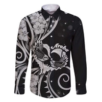 New Zealand Valentine Family Matching Short Sleeve Bodycon Dress and Hawaiian Shirt Aroha Gray Piwakawaka LT05 Dad's Shirt - Long Sleeve Gray - Polynesian Pride