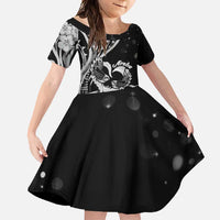 New Zealand Valentine Family Matching Tank Maxi Dress and Hawaiian Shirt Aroha Gray Piwakawaka LT05 Daughter's Dress Gray - Polynesian Pride