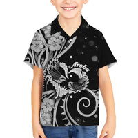 New Zealand Valentine Kid Hawaiian Shirt Aroha Gray Piwakawaka LT05 Kid Gray - Polynesian Pride