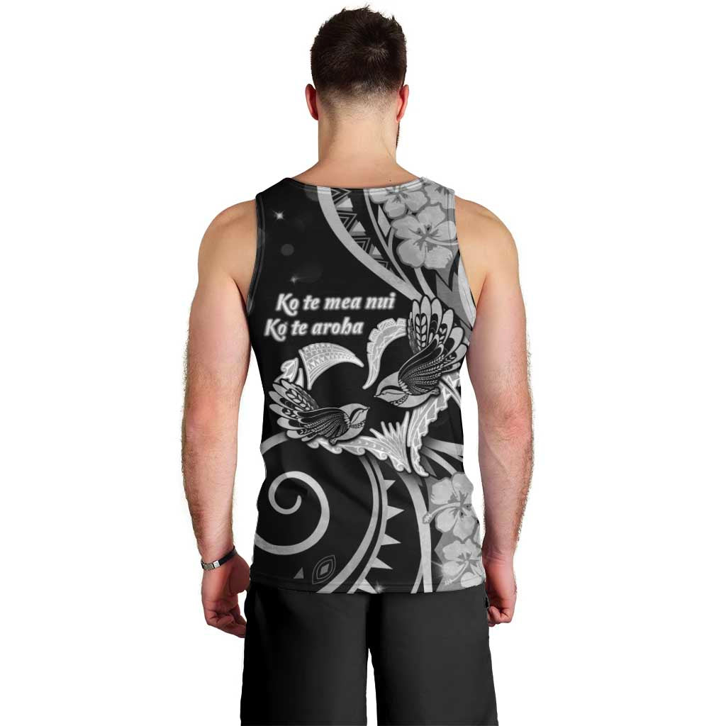 New Zealand Valentine Men Tank Top Aroha Gray Piwakawaka