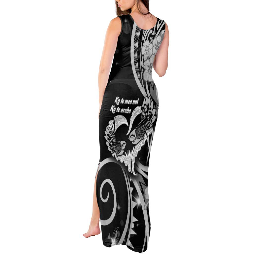 New Zealand Valentine Tank Maxi Dress Aroha Gray Piwakawaka